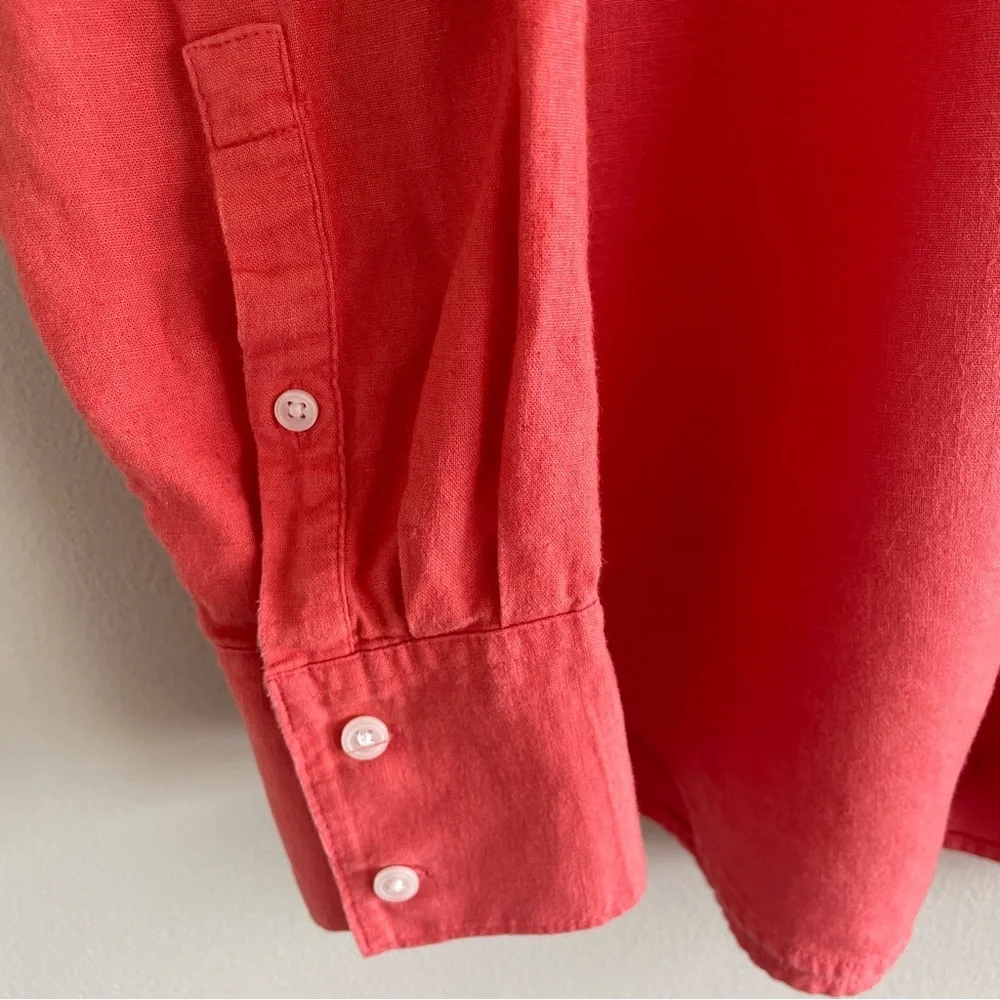 Banana Republic Women's Linen Blend Shirt Deep Coral Size Medium - Picture 5 of 11